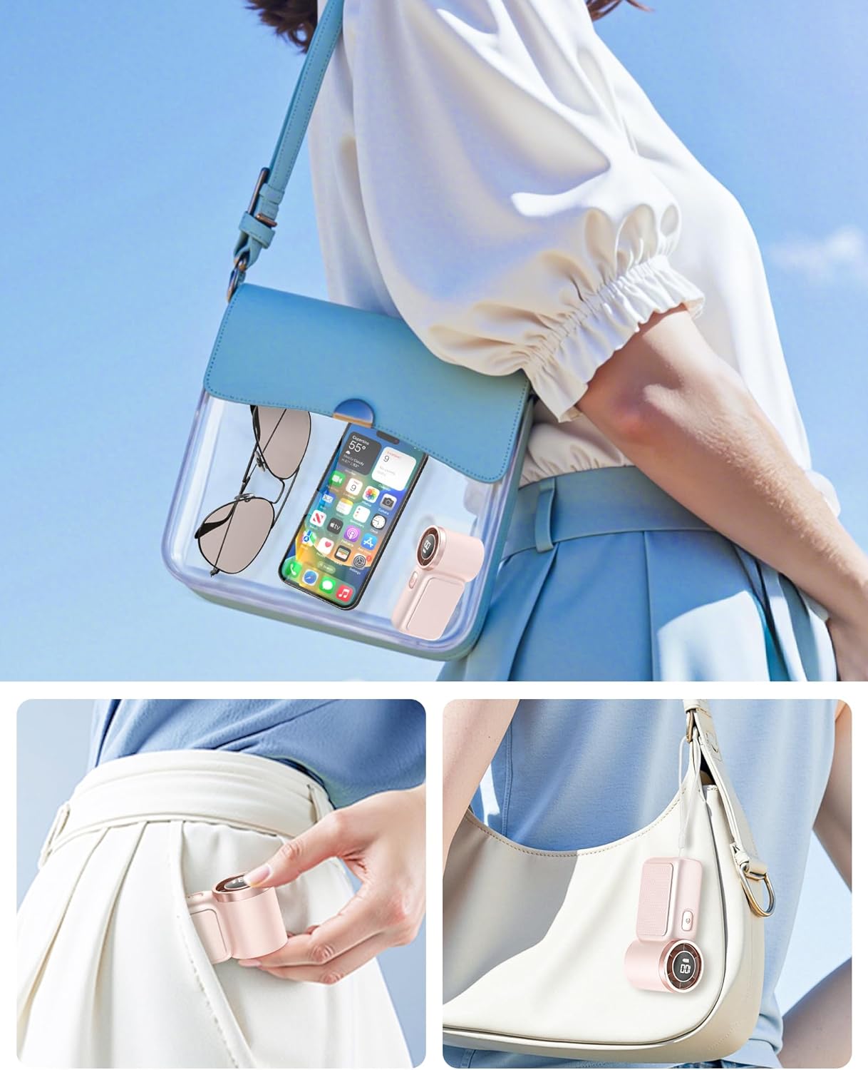 Portable Handheld Mini Fan, 6 Gear Wind, Hand Small Travel Personal Held Fans, Rechargeable Turbo Fan, Gifts for Women Men, for Camping Vacation Outdoor (pink)