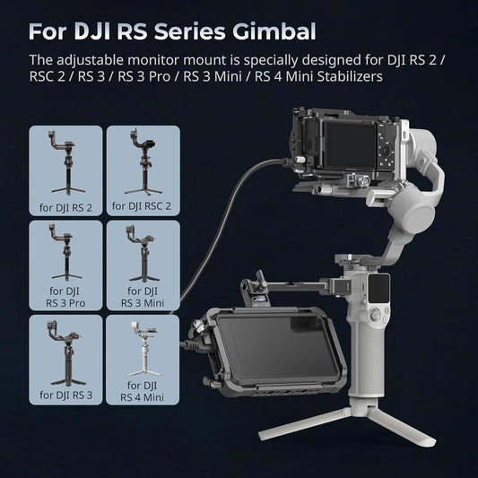 SmallRig Adjustable Camera Monitor Mount with Quick Release NATO Clamp, Cold Shoe Mount, Anti-Twist Design for DJI RS 4 Mini/RS 2 / RSC 2 / RS 3 / RS 3 Pro/RS 3 Mini - 5337