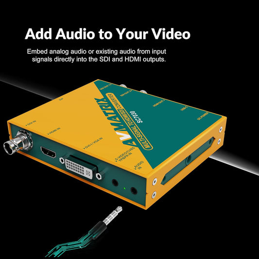 AVMATRIX SC7030 Multi-Signal Converter SDl/HDMl/DVI-I/VGA/CVBS/S-Video/YPbPr to HDMI/SDI,UP/Down Scaling and Frame Rate 1080P Video Converter, SDI Splitter,Audio Embedding & Aspect Ratio Adjustment