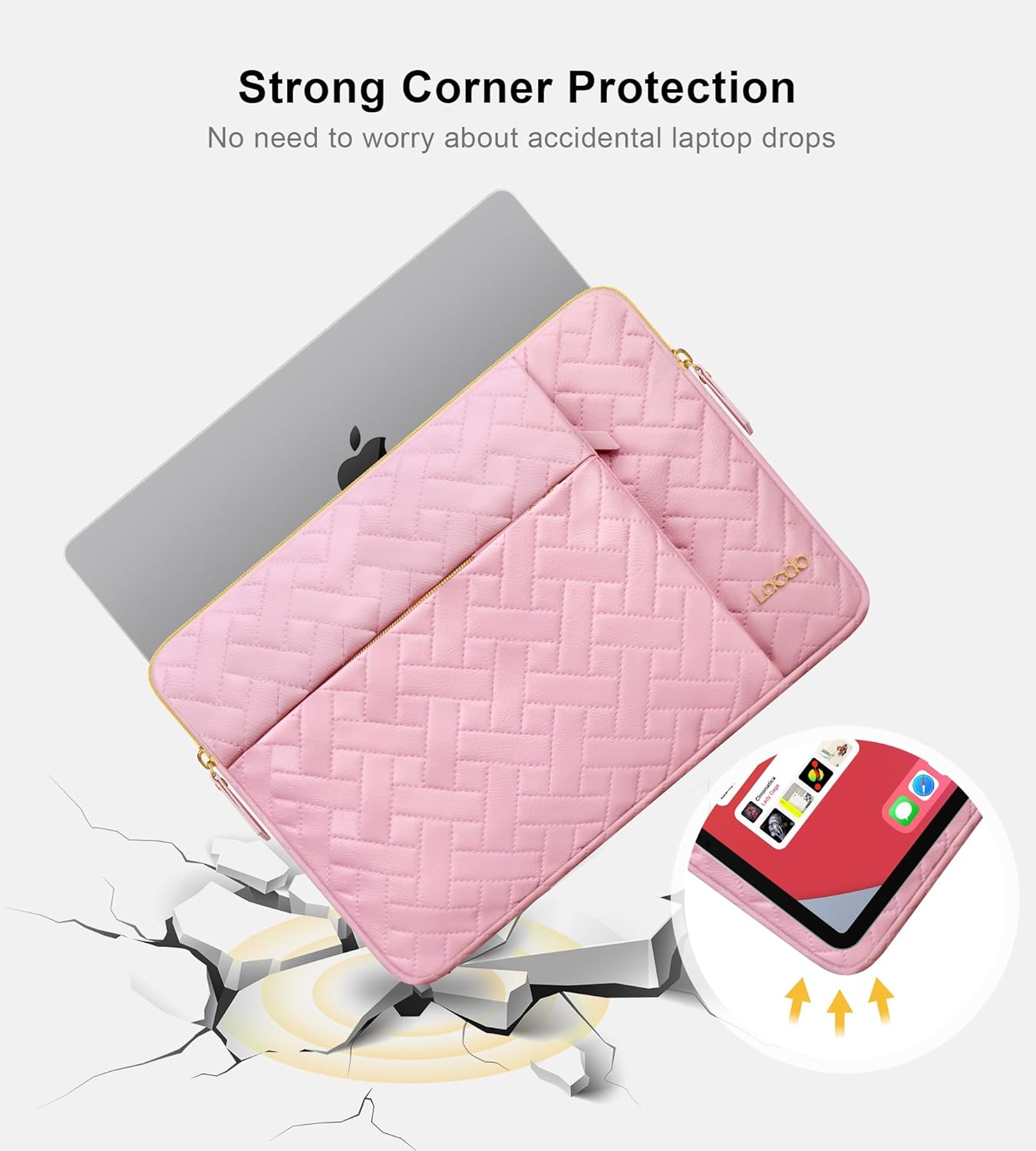 Lacdo 14 Inch Laptop Sleeve Case for HP Lenovo Dell ASUS Chromebook 14 / HP Pavilion Stream 14 / Dell Inspiron 14 / Lenovo IdeaPad 14 / Aspire/ASUS ZenBook Computer Bag Water-Resistant, Sakura Pink