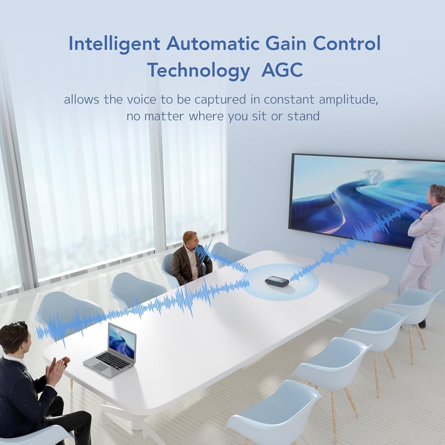 NUROUM A15 Conference Speaker and Microphone, Portable&Scalable Bluetooth Wireless Speakerphone, 360° Voice Pickup, Daisy Chian for Calls/Computer/PC/Laptop/Desktop via Bluetooth/Dongle/USB-A/C Blue