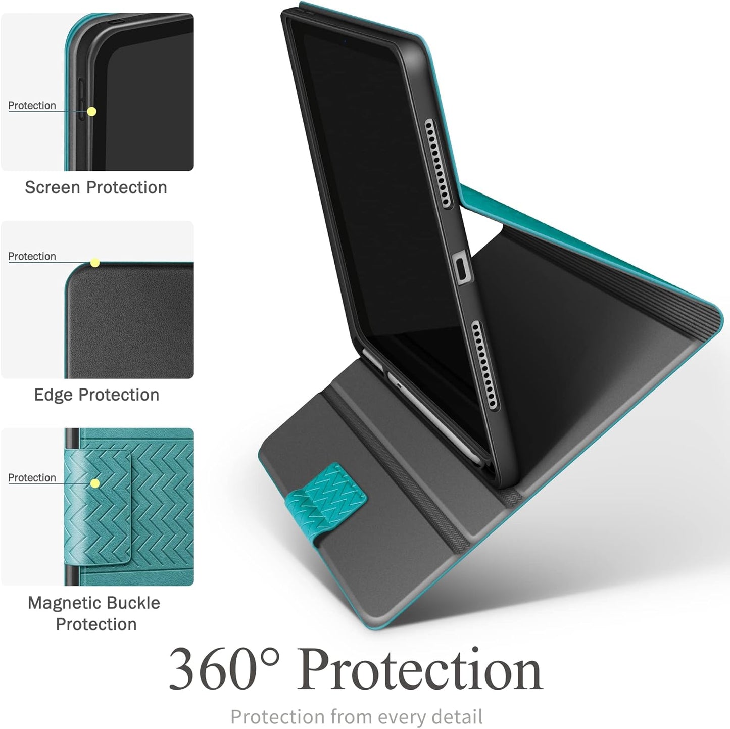 auaua Case for iPad (A16) 11th Generation 11 Inch 2025, iPad 10th Generation 10.9 Inch 2022, with Pencil Holder, Auto Sleep/Wake, Adjustable Stand, PU Leather (Green)