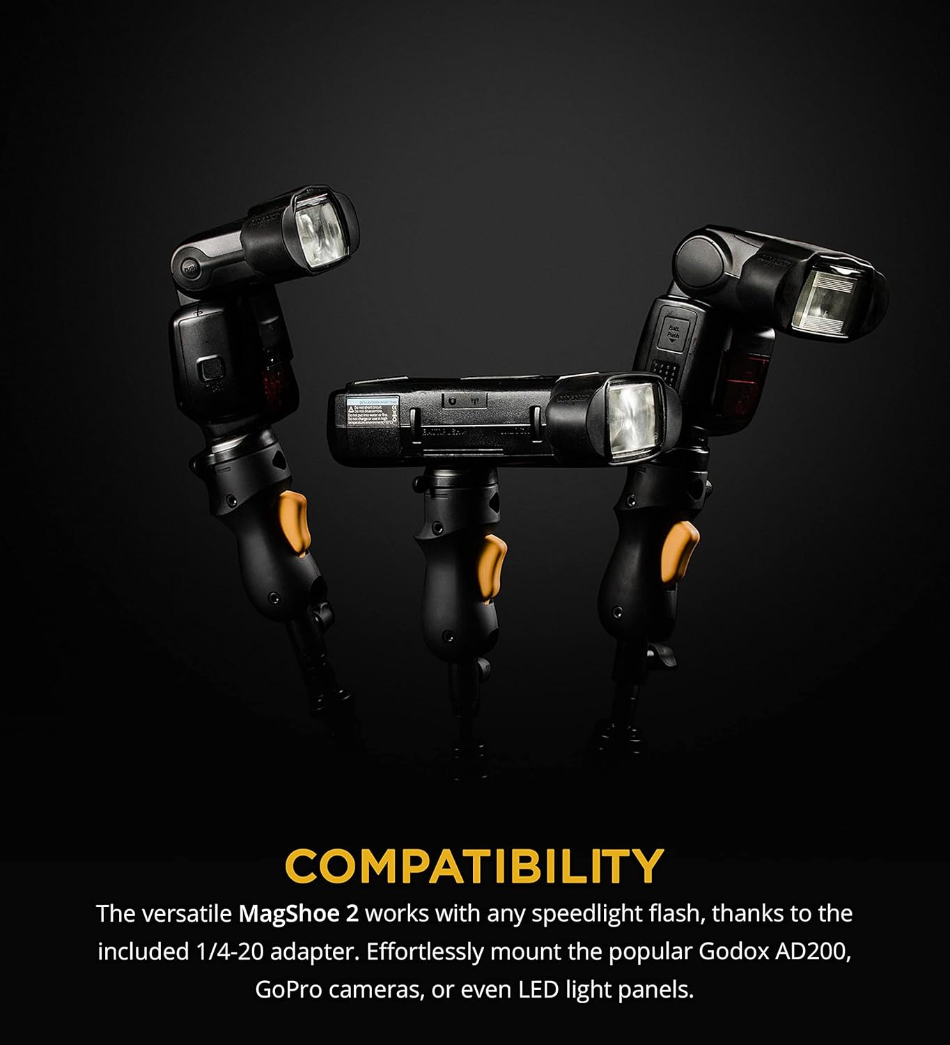 MagMod MagShoe v2 | Universal Cold Shoe Flash Mount for Off Camera Flash | LED Light Panels, Umbrella Modifiers, MagBox PRO 42" Octa Softbox, and MagBox PRO 36" Strip