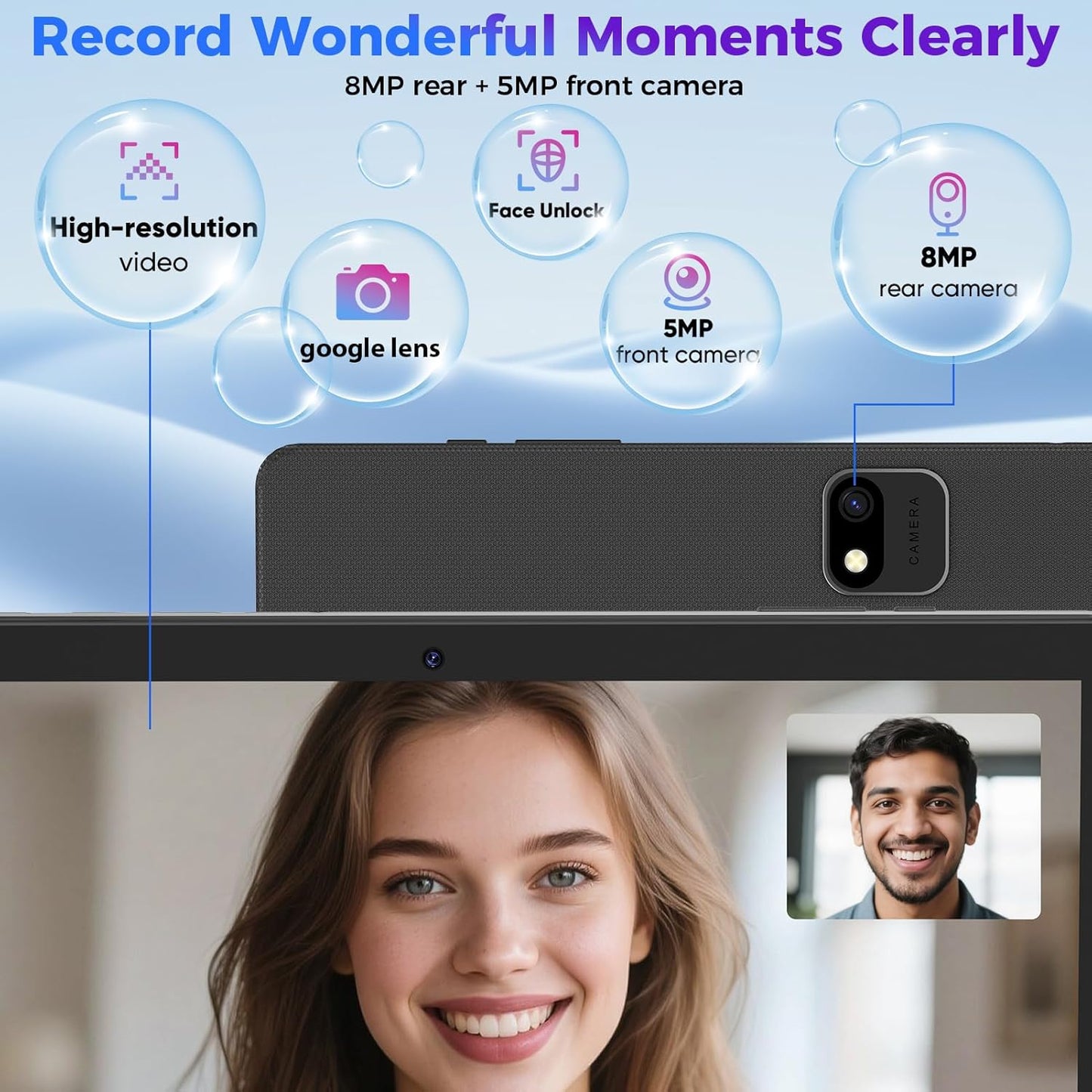 Android Tablet with Keyboard, 26GB RAM, 256GB ROM(1TB Expand), 10.1 inch Android 14 Tablet, 8000mAh Battery, BT 5.0, GMS Certified, 2.4G&5G WiFi, 2 in 1 Tablets with Mouse, Case, Stylus(Black)