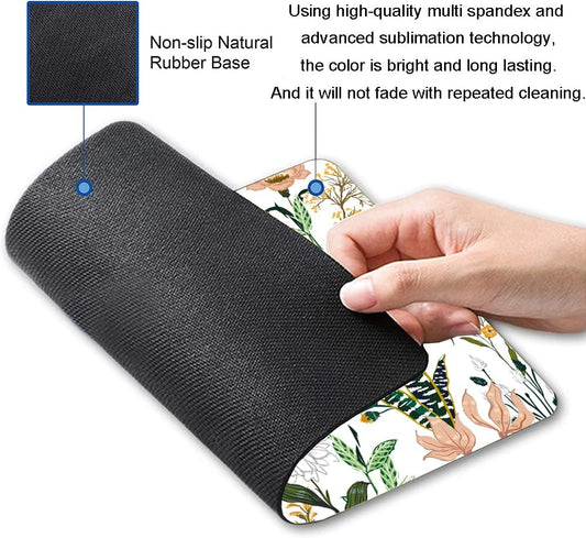 Mouse Pad, Premium-Textured Mouse Mat, Non-Slip Rubber Base Mousepad for Laptop, Computer & PC,9.5×7.9 in, Creamy White Floral