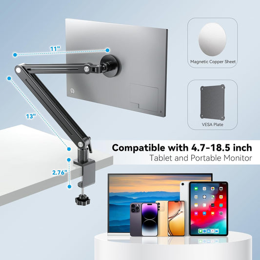 Jakeko Strong Magnetic Portable Monitor Desk Clamp - 75mm VESA Mount 4.7" 15.6" 16" 17.3" 18.5 inch 360° Rotate Base Tablet Holder Arm JK07B1