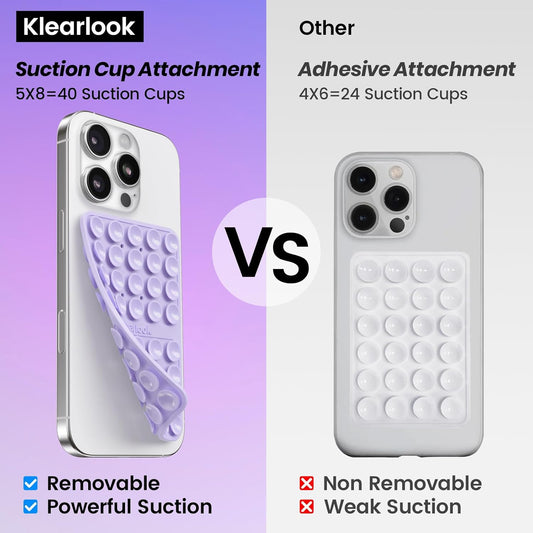 Klearlook Silicone Suction Cup Phone Case Mount Double Sided, Silicon Sticky Phone Grip with Higher Suction for Cell Phone, Hands-Free Phone Accessories Holder for Selfies and Videos, Lavender