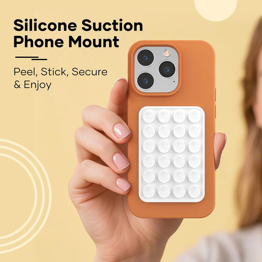 Silicone Phone Sticky Grip, Suction Phone Case Mount for iPhone and Android, Hands-Free Sticky Cell Phone Grip, Mobile Fidget Mirror Holder for Selfies and Videos