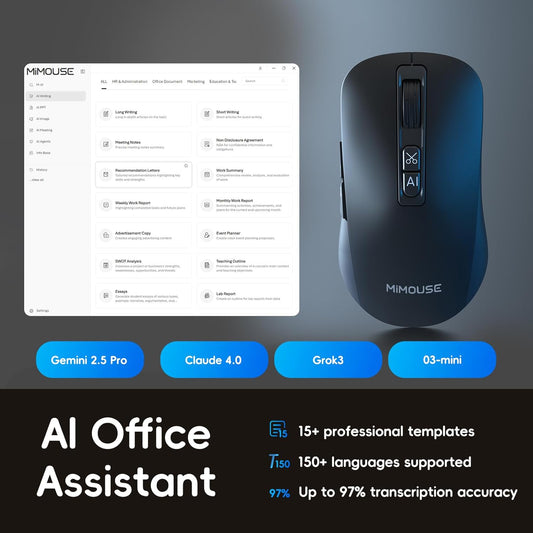 M4 Wireless Smart Ai Mouse For Pc Laptops,One-Touch Voice Input, Ai Assistant, Meeting Recording, Screenshot Translation, And Multi-Language Compatibility, Is A High-Performance Office Device.