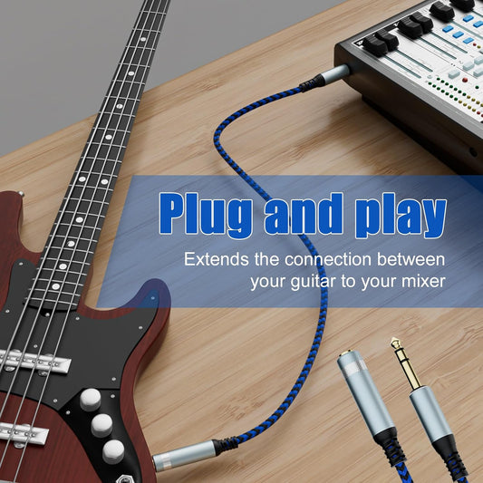 LDKCOK 1/4 inch TRS Extension Cable 6ft, 1/4" Male to Female Stereo Headphone Guitar Cable