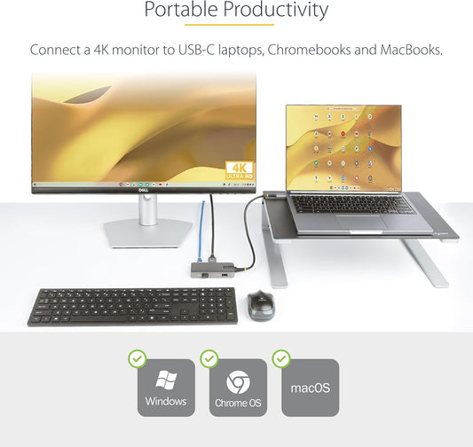 StarTech.com USB-C Docking Station for MacBook Pro M1 M2 M3 M4 and Windows, 4K 60Hz HDMI Video, HDR10, USB 5Gbps Hub, 100W Laptop Charging, GbE