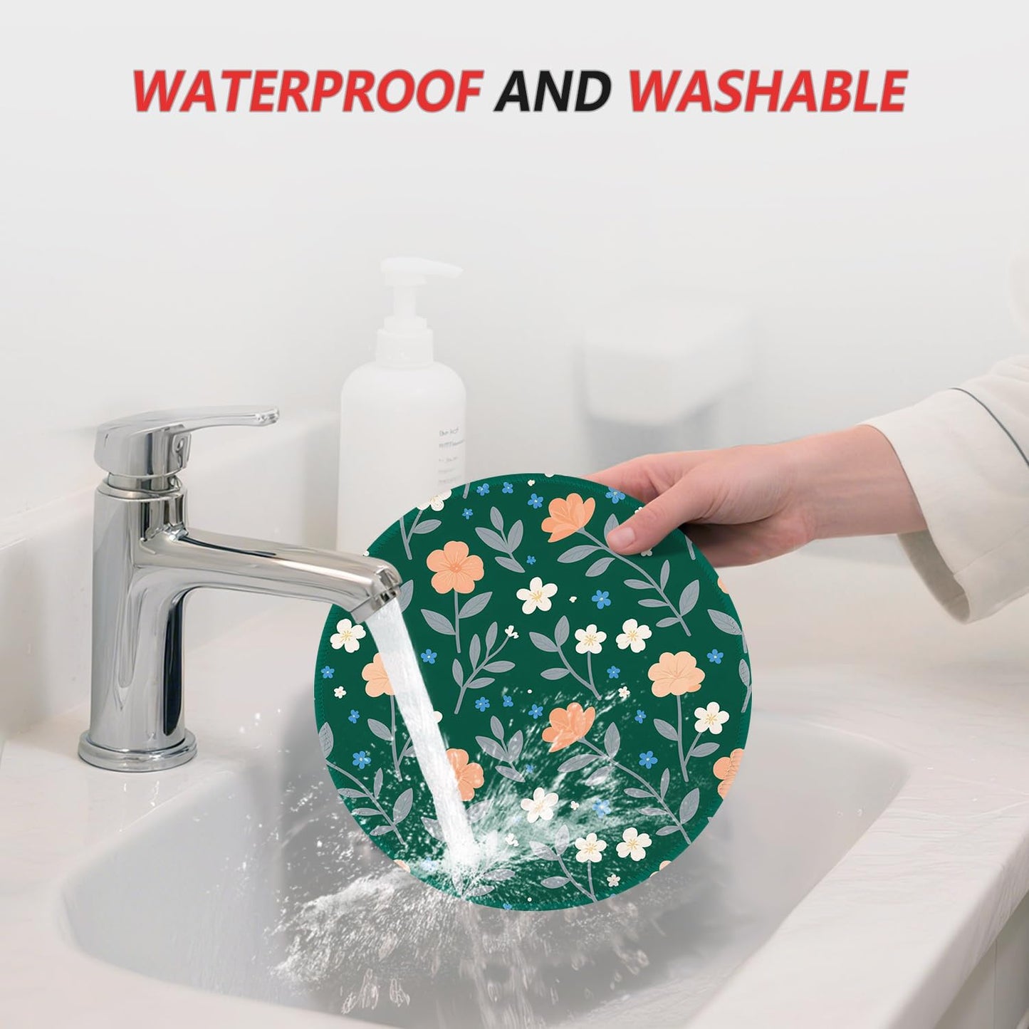 ITNRSIIET Mouse Pad Non-Slip Rubber Base Smooth Surface Stitched Edges Waterproof Durable Compatible with All Mice for Office & Gaming, Desk Accessory, Diameter 8.7 inch, VintageBloom