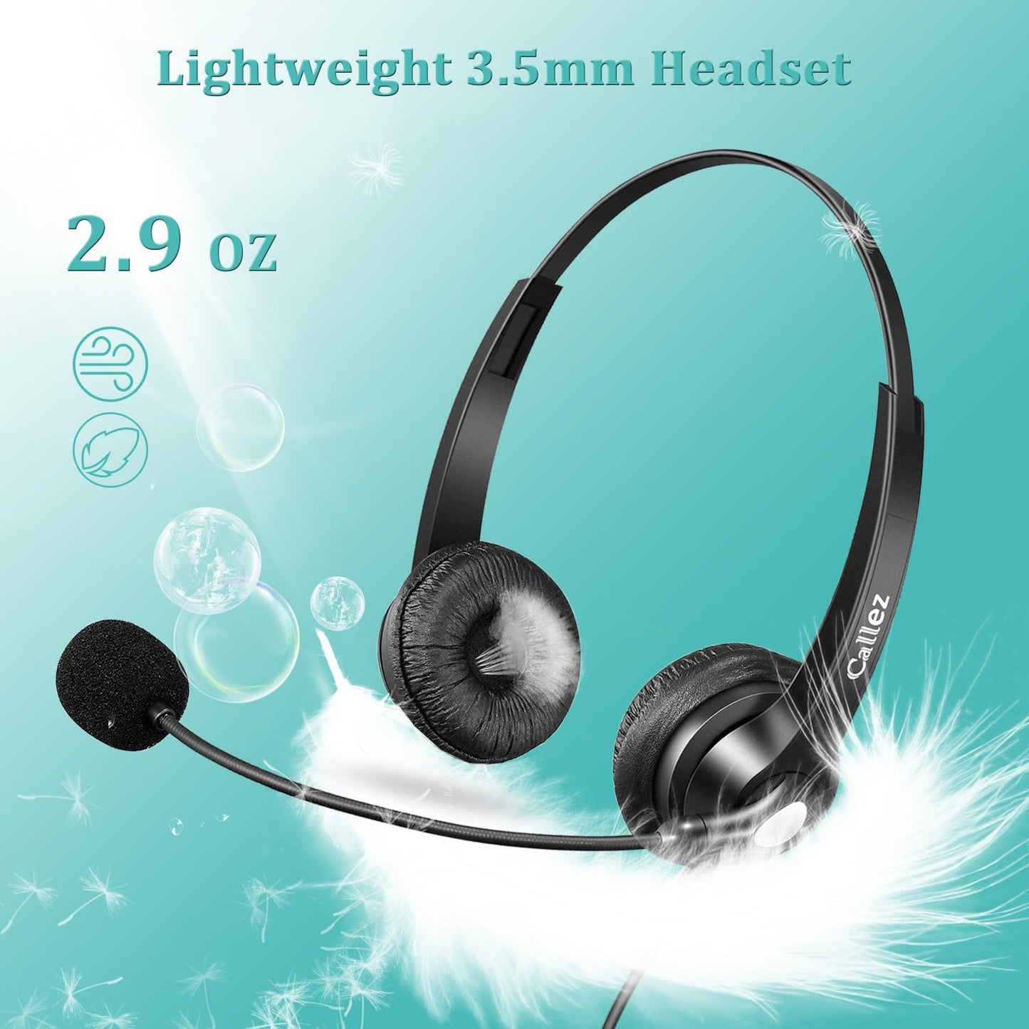 Callez 3.5mm Headset with Microphone Noise Cancelling for Cell Phone PC Laptop, Stereo Computer Headphones for iPhone Samsung Mac Call Center Office Skype, in-line Control, Clear Chat
