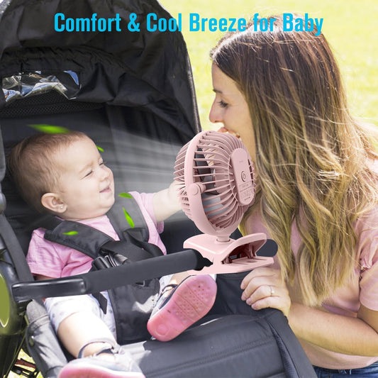 BESKAR Portable Clip on Fan Rechargeable, 4 Speeds Small Battery Operated Fans, USB Desk Fan with Strong Airflow, Sturdy Clamp Fans for Golf Cart Office Outdoor Travel Camping