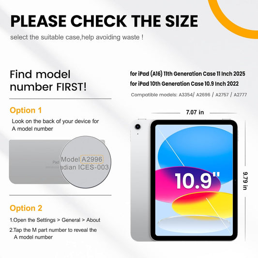 timecity for iPad (A16) 11th/ 10th Generation Case 11''/ 10.9 Inch (2025/2022) - Heavy Duty Protective Cover with Screen Protector, Stand, Shoulder Strap & Pencil Holder | Kids-Friendly - Orange