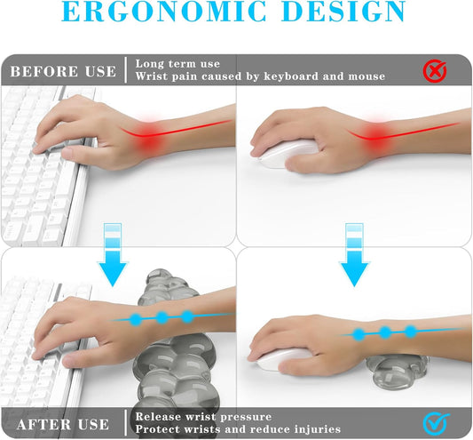 Gel Cloud Keyboard and Mouse Wrist Rest, Cute Wrist Support and Arm Support Keyboard Rest for Keyboard and Mouse Typing Pain Relief,Suitable for Office/Computer/Laptop/Gaming (Gray)