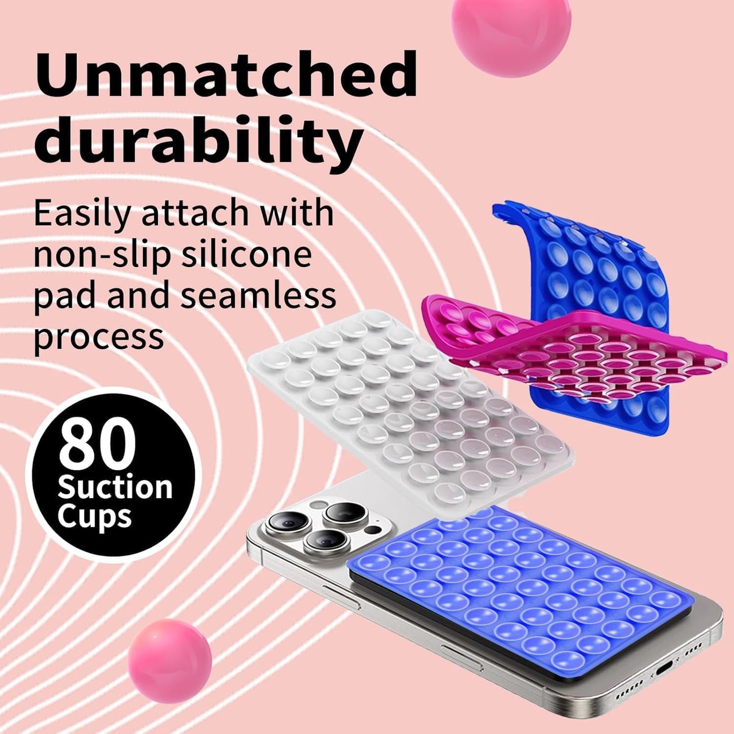 Silicone Double Octo Buddy-Sided Suction Phone Grip Detachable Mount - Car Dashboard/Shower Phone Holder, Hands-Free For Selfies & Videos, TikTok/ASMR/Yoga - iphone & Android Compatible (Dark blue)