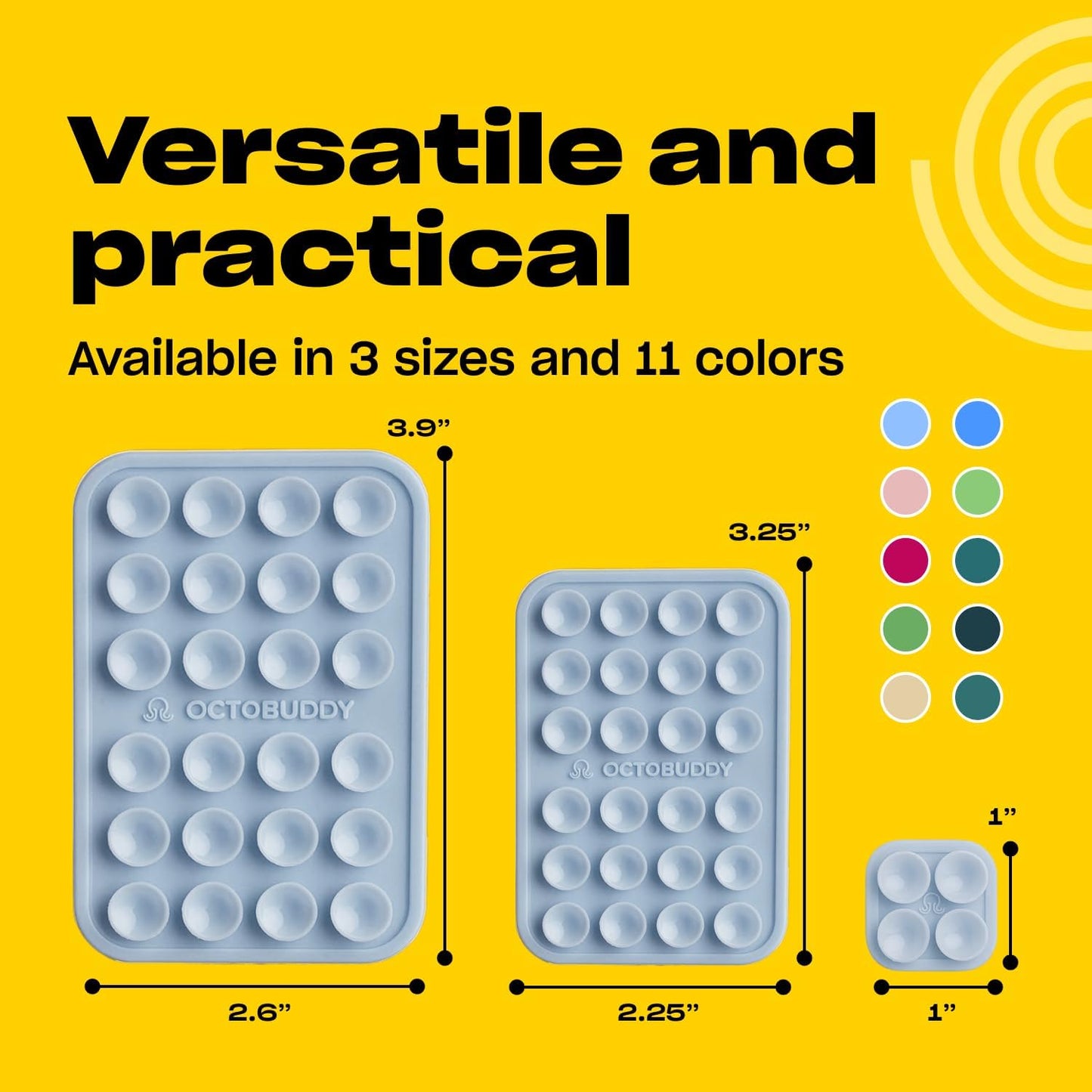 Classic - Silicone Suction Phone Case Adhesive Mount - Hands-Free, Strong Grip Holder for Selfies & Videos - iPhone & Android Compatible - 2.25″ x 3.25″, Baby Blue