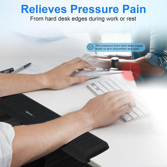 UnivoColors PostureUp L-Shaped Desk Long Wrist Rest Elbow, Non-Slip, Memory Foam, Desk Edge Support, Ergonomic Design for Long-Hour Work (23.6 * 3.9 inch One-Piece Design,Grey)