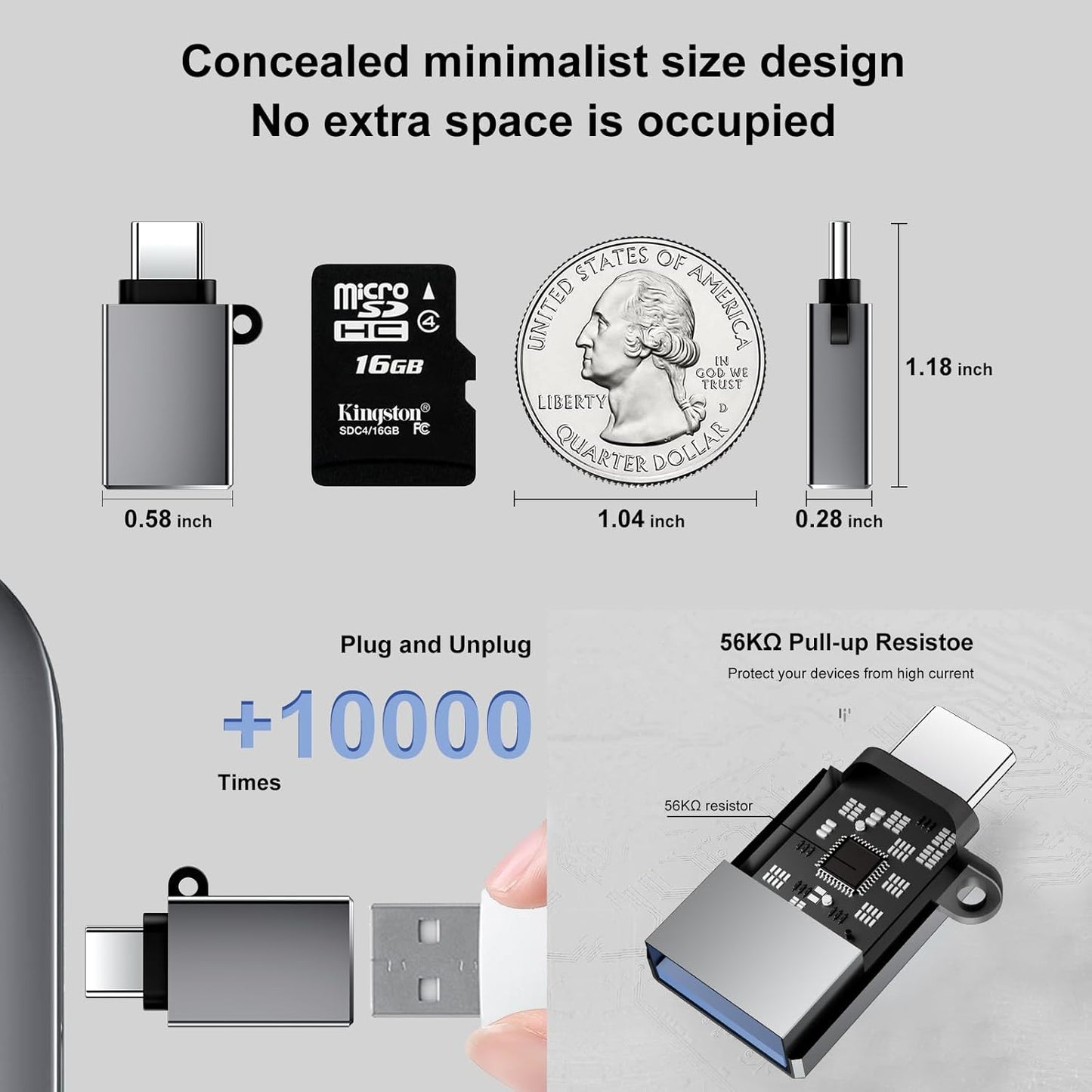 USB C to USB Adapter 10 Pack,USB C to USB A Adapter,Type C to USB Converter,USBC Adapters for MacBook,iMac,iPad,Samsung Galaxy S20+,Black and Grey