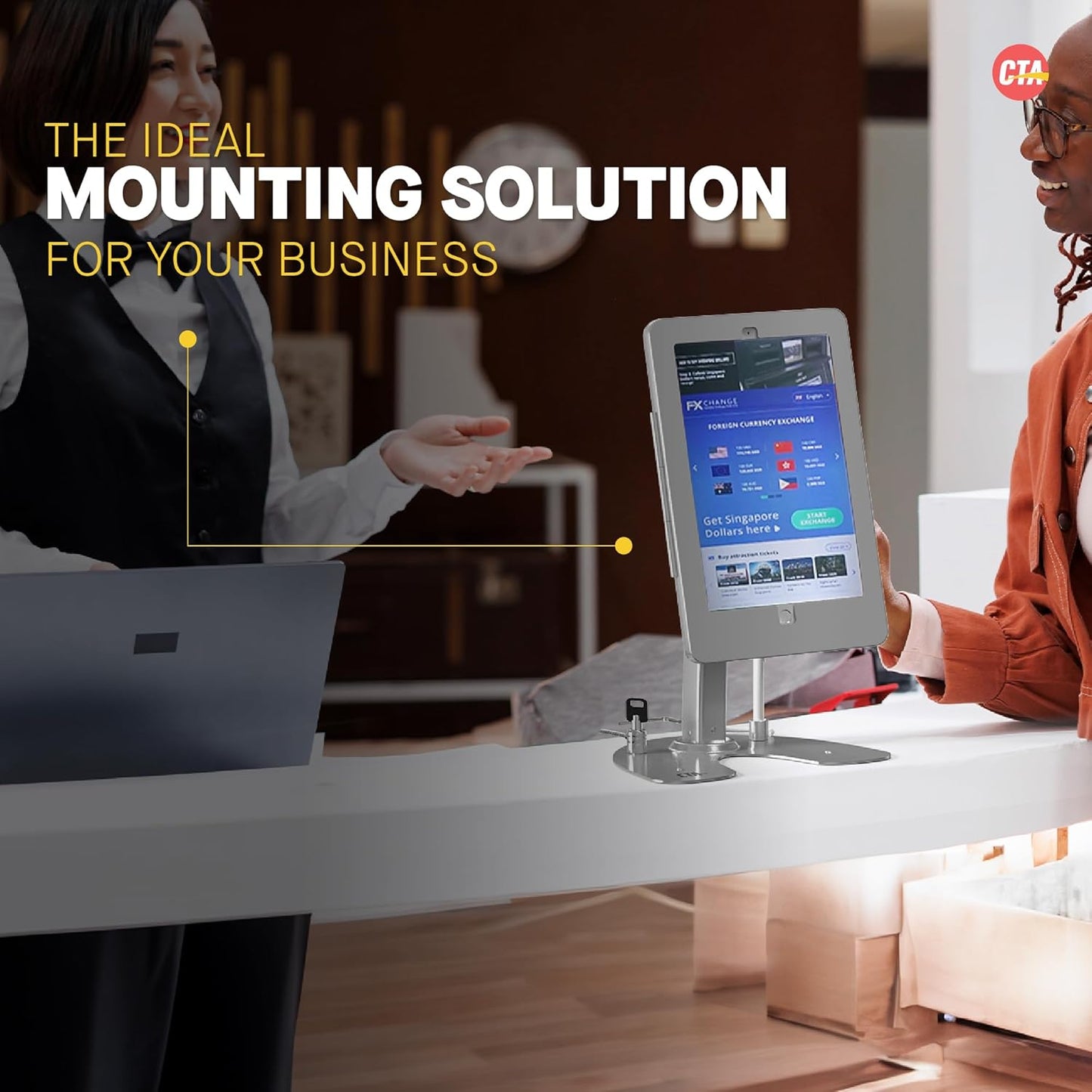 Dual Kiosk Stand – CTA Dual Security Kiosk Stand with Locking Case and Cable for iPad 7th,/ 8th/ 9th Gen 10.2” (PAD-ASK10)