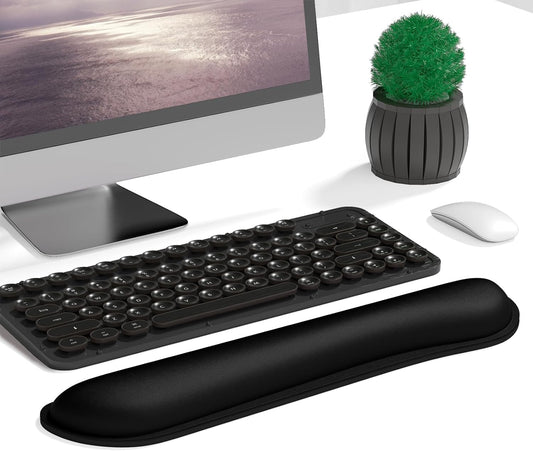 Dapesuom Enlarge Keyboard Wrist Rest, Cute Memory Foam Keyboard Wrist Cushion for Computer Desk Mats Support, Typing Pain Relief Ergonomic Mouse Pad Rests with Non-Slip Base for Gaming, Laptop, Black