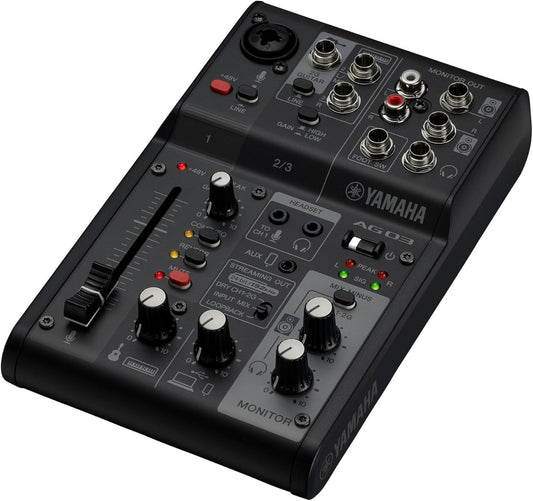 Yamaha AG03MK2 Black 6-Channel Live Streaming Loopback Mixer/USB Interface with Steinberg Software Suite
