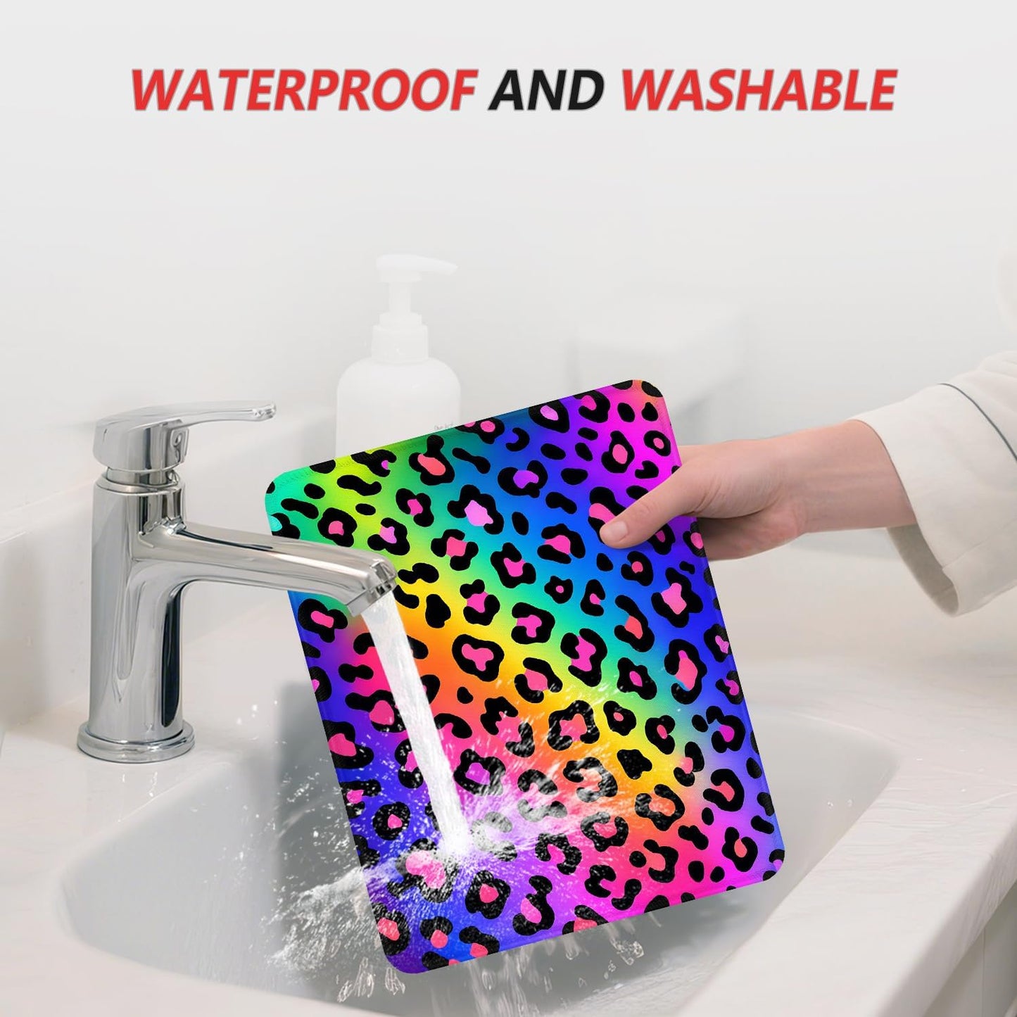 ITNRSIIET Mouse Pad Non-Slip Rubber Base Smooth Surface Stitched Edges Waterproof Durable Compatible with All Mice for Office & Gaming, Desk Accessory, 10.2x8.3x0.12 inch, RainbowLeopard