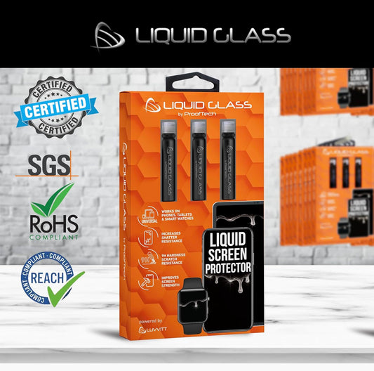 Liquid Glass Screen Protector for Up to 12 Devices Universal Fit for All Smartphones Tablets and Watches Scratch and Shatter Resistant Wipe On Nano Protection - 3 Bottles