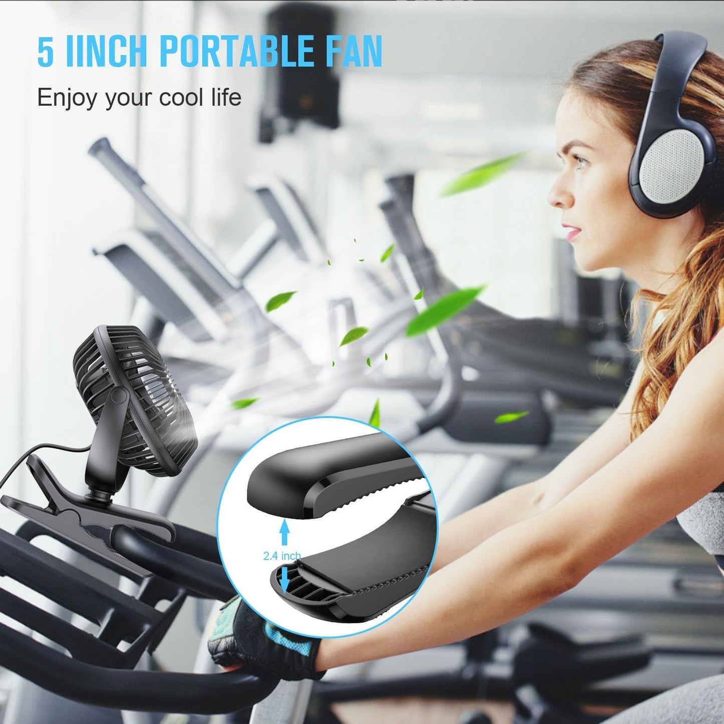 BESKAR Small Clip on Fan, 3 Speeds USB Fans with Strong Airflow, Clip & Desk Fans USB Plug in with Sturdy Clamp - Ultra Quiet operation for Office Dorm Bedroom Stroller