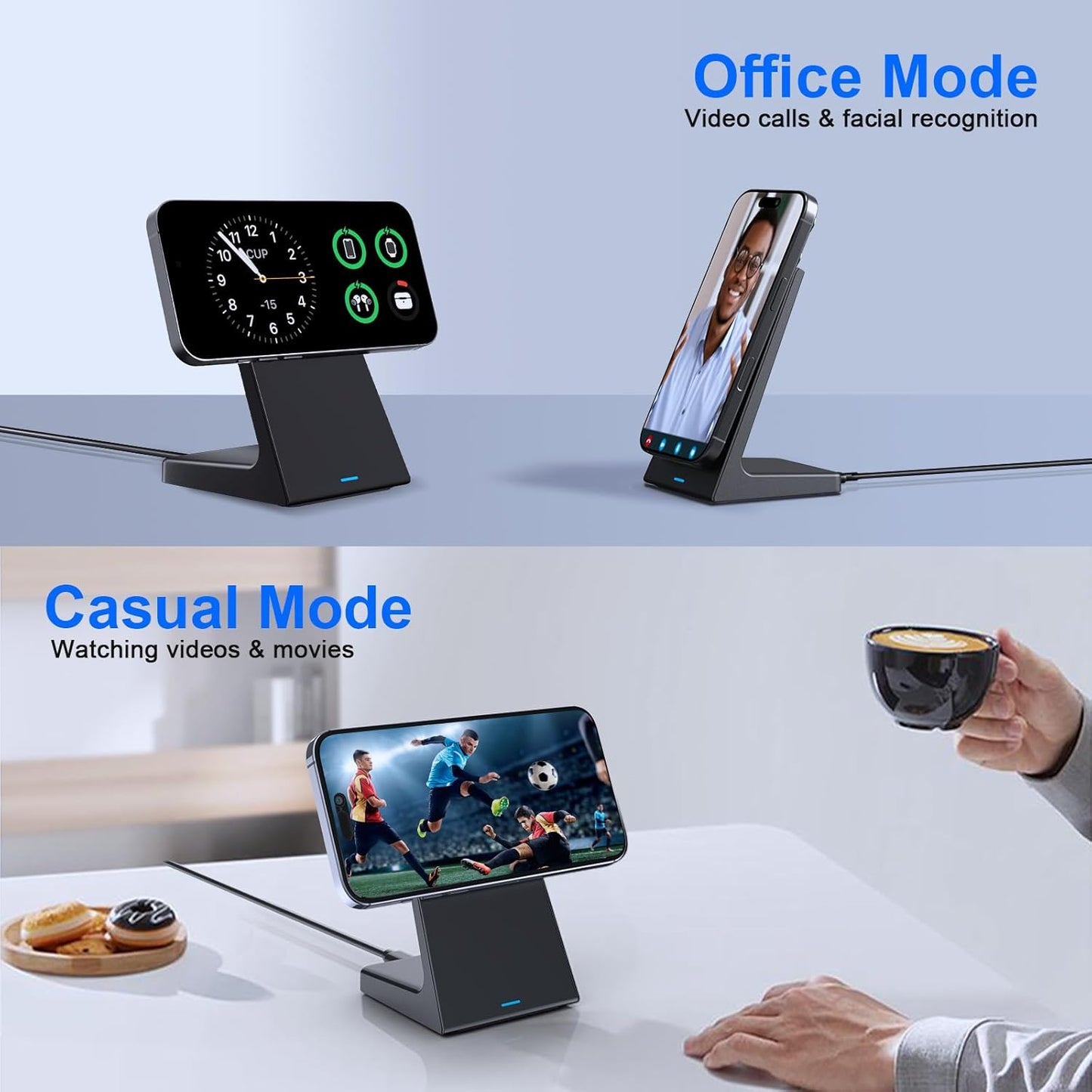 PUY for MagSafe Charger Stand,20W Fast Magnetic Wireless Charging Station with 25W PD Adapter,Stickable Desk Wireless Charger for iPhone 16/15/14/13/12 Pro/Pro Max Series