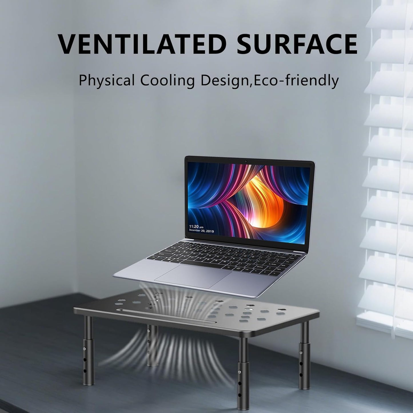 Monitor Stand,Computer Monitor Stand for Desk,Adjustable Laptop Riser,Monitor Riser with Airflow Vents,Monitor Riser,Desk Organizer for Computer,Laptop, Printer,Pc