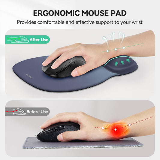 TECKNET Gel Mouse Pad with Wrist Rest, Ergonomic Office Mousepad with Wrist Support - Non-Slip & Smooth Surface Comfortable Desk Accessories Mat for Office, Gaming and Study - Gradient