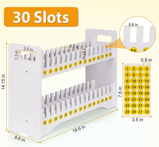Cell Phone Holder Classroom Cell Phone Storage 2-Tier Multiple Cell Phone Stand Rack with 1-30 Number Stickers PVC Board Mobile Phone Holder Desktop Organizer for Classroom Office (30 Slots)