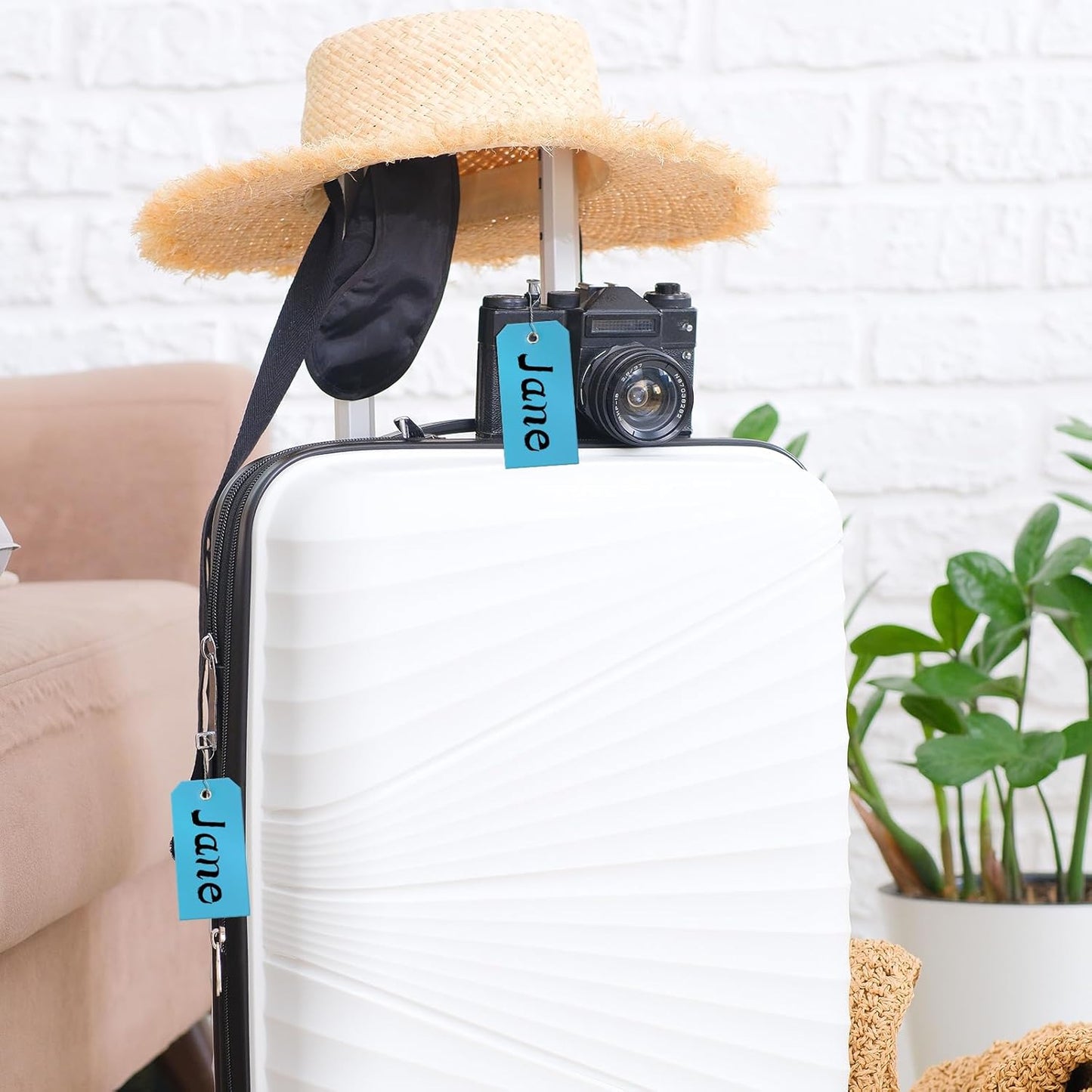 100 Plastic Shipping Tags with Wire - Waterproof, Reinforcement Hole, Durable Labels for Equipment Parts (Baby Blue, 4 3/4" x 2 3/8")