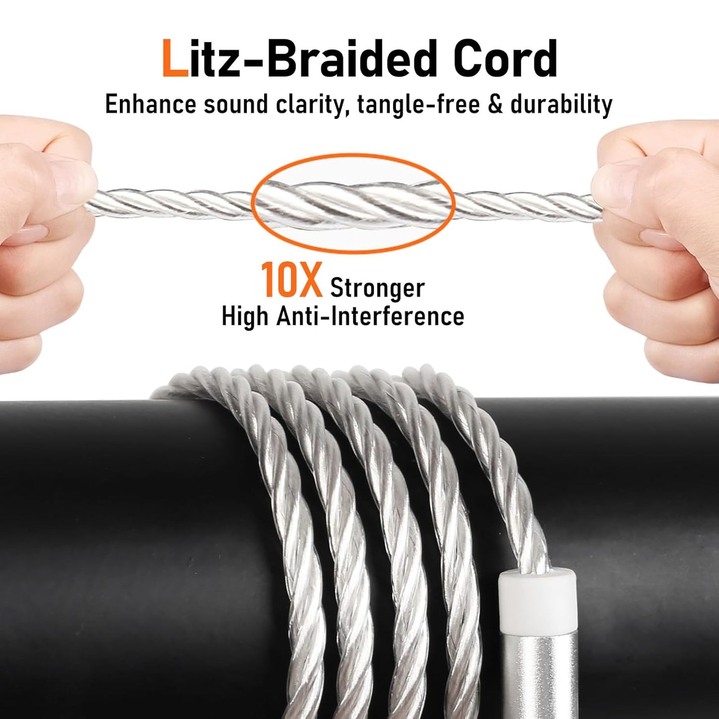 Premium HiFi IEM Cable - Silver-Plated 3.5mm to MMCX Cord, Lossless-Sound in-Ear Monitor Cables for Vibes 201/202, Shure SE215/315/425/535/846-Silver (HC001)