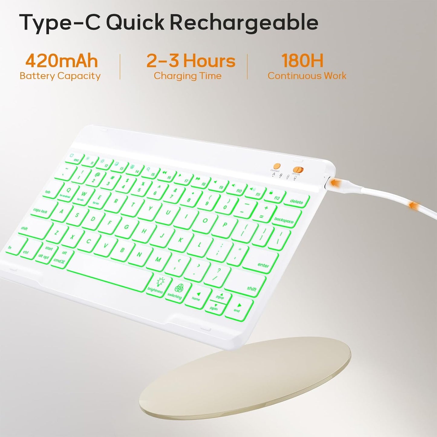 BLUTLOTUS for iPad iPad 9th 8th 7th Generation Case with Keyboard - 360° Rotatable Magnetic Folio Cover 2021/2020/2019, 7 Color Backlit Detachable Keyboard with Pencil Holder - Teal