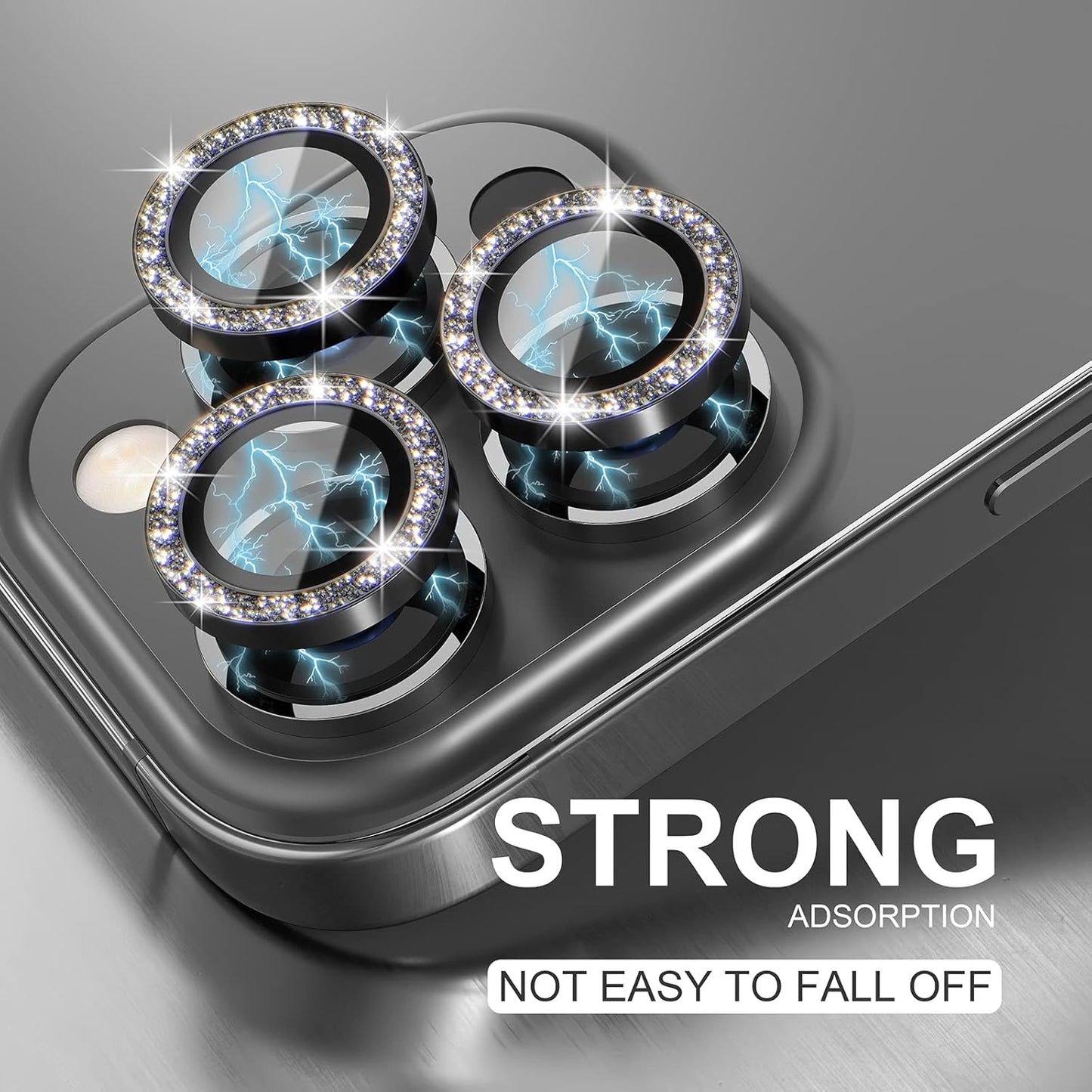 Choiche [3+1 for iPhone 13 Pro/iPhone 13 Pro Max Camera Lens Protector Bling, 9H Tempered Glass Camera Cover Screen Protector Metal Ring Decoration Accessories (Glitter-Graphite)