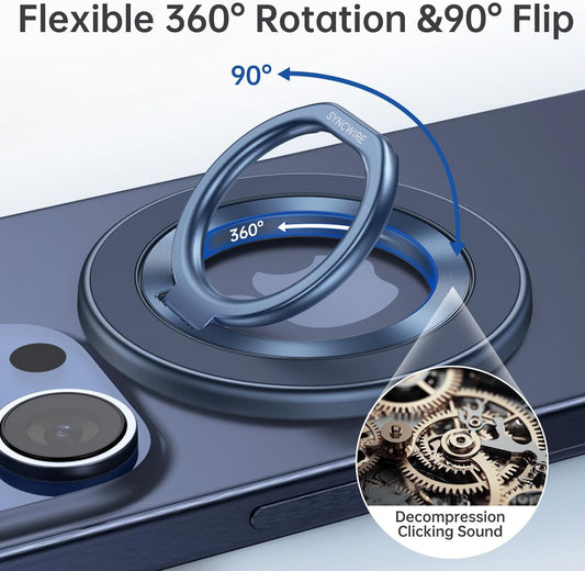 Syncwire Magnetic Phone Ring Holder for MagSafe, Magnetic Cell Phone Grip Ring Stand Finger Kickstand with Two-Sided Magnets Compatible with iPhone 16 15 14 13 12 Pro Max
