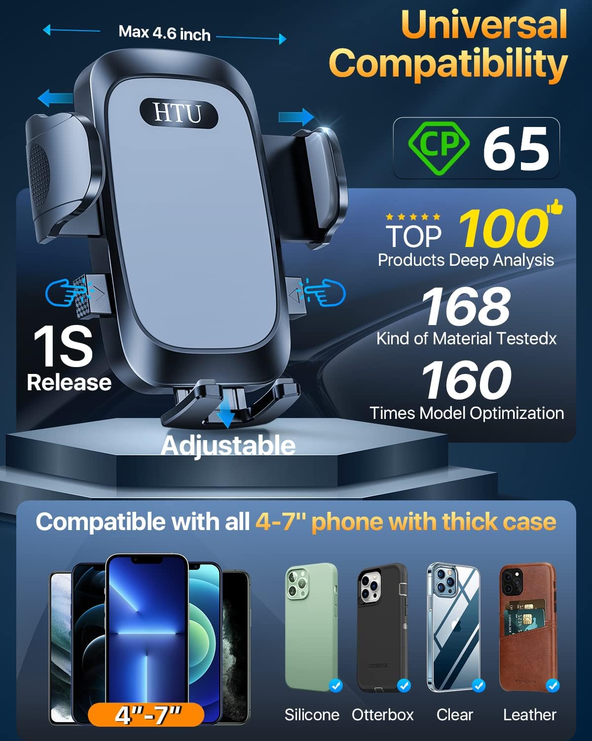 2025 Ultimate Car Phone Mount【98+LBS Strongest Suction & Military-Grade】【Patent & Safety Certs】 Cell Phone Holder Truck Stand for Dashboard Windshield Vent for iPhone 16 Pro Max Samsung (Light Grey)