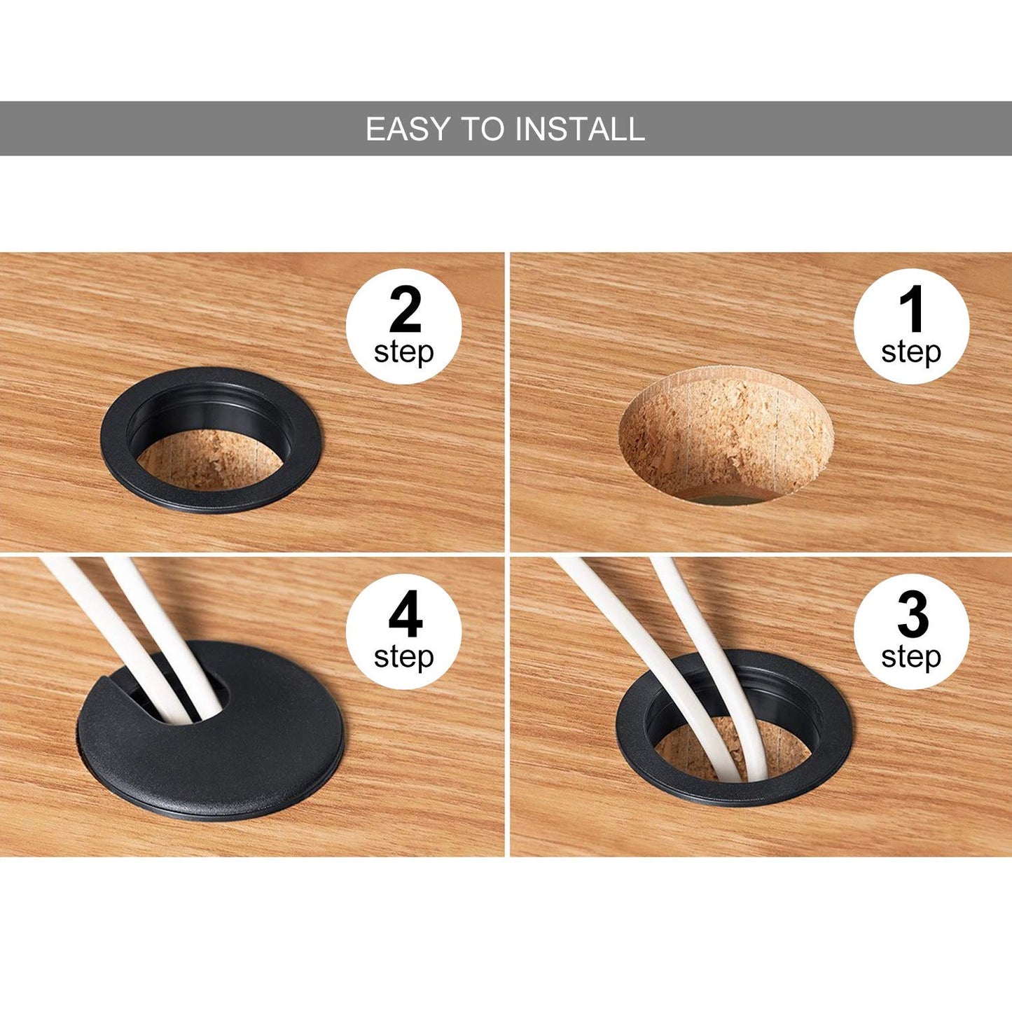 2" White Plastic Desk Grommet, HNBun 20 Pack Cable Wire Grommet Tidy Cable Hole Cover Organizers, Desk Cord Cable Hole Cover Grommet for Hide Office Desk Cords and Cables (50mm Mounting Hole Diameter)