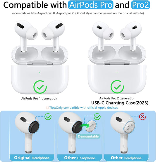 Compatible with AirPods Pro 2nd/1st Generation Silicon+Memory Foam Replacement Ear Tips,with Noise Reduction Hole &Built-in dust Guard Screen,for USB-C Charging Case-3 Sizes (S/M/L)