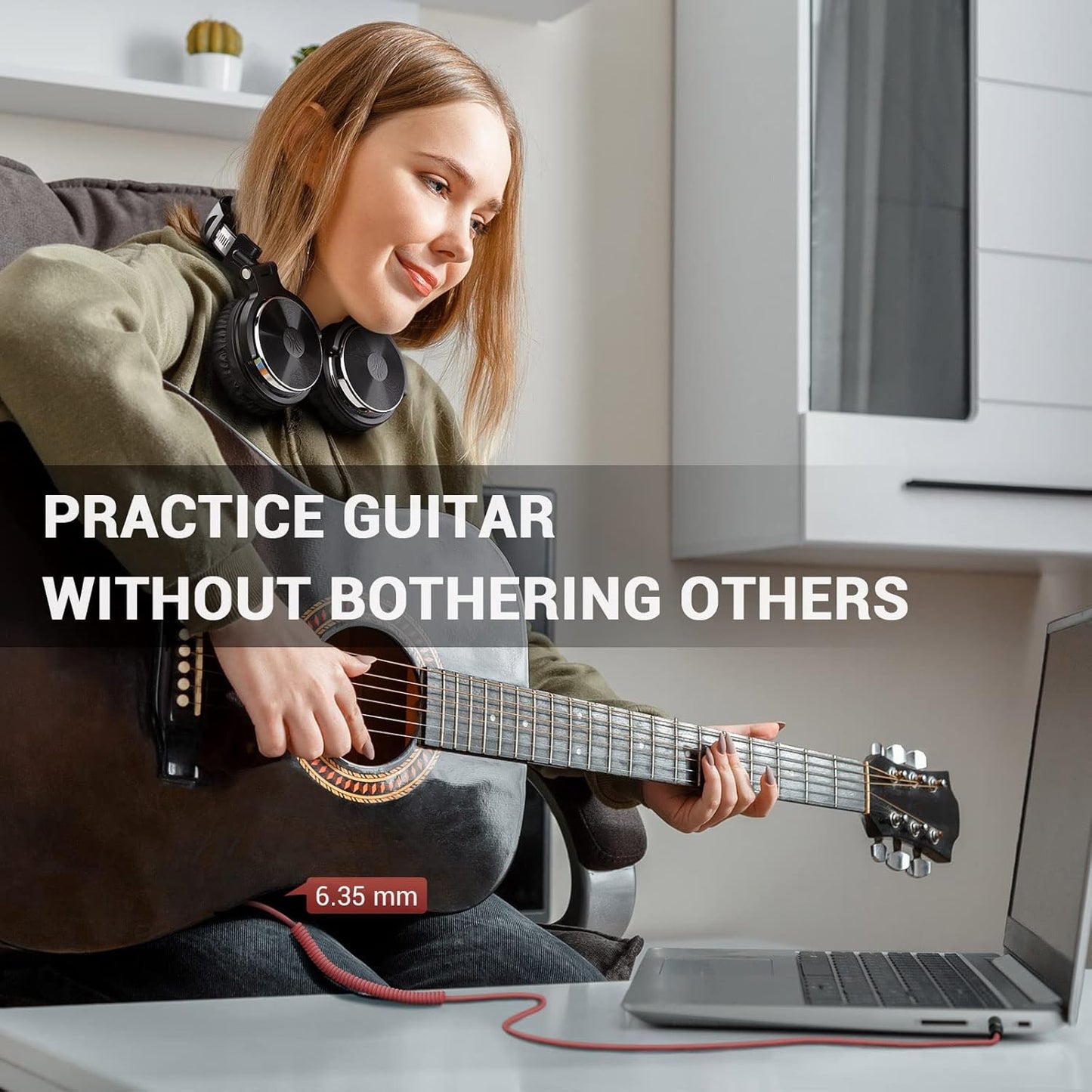 OneOdio 6.35mm to 3.5mm 6.6-9.8FT Stereo Adapter Cable Compatible with AMPs, Electronic Keyboards, Mixers, Guitars and Pro10/Pro30/Pro50 Headphones of OneOdio-Red