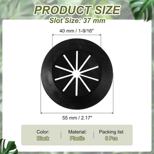 PATIKIL Desk Grommet 1-9/16", 8 Pcs Round Cable Grommet Cord Hole Cover with Adhesive Tape Flexible Table Wire Organizer for Office Home Table Countertop, Black