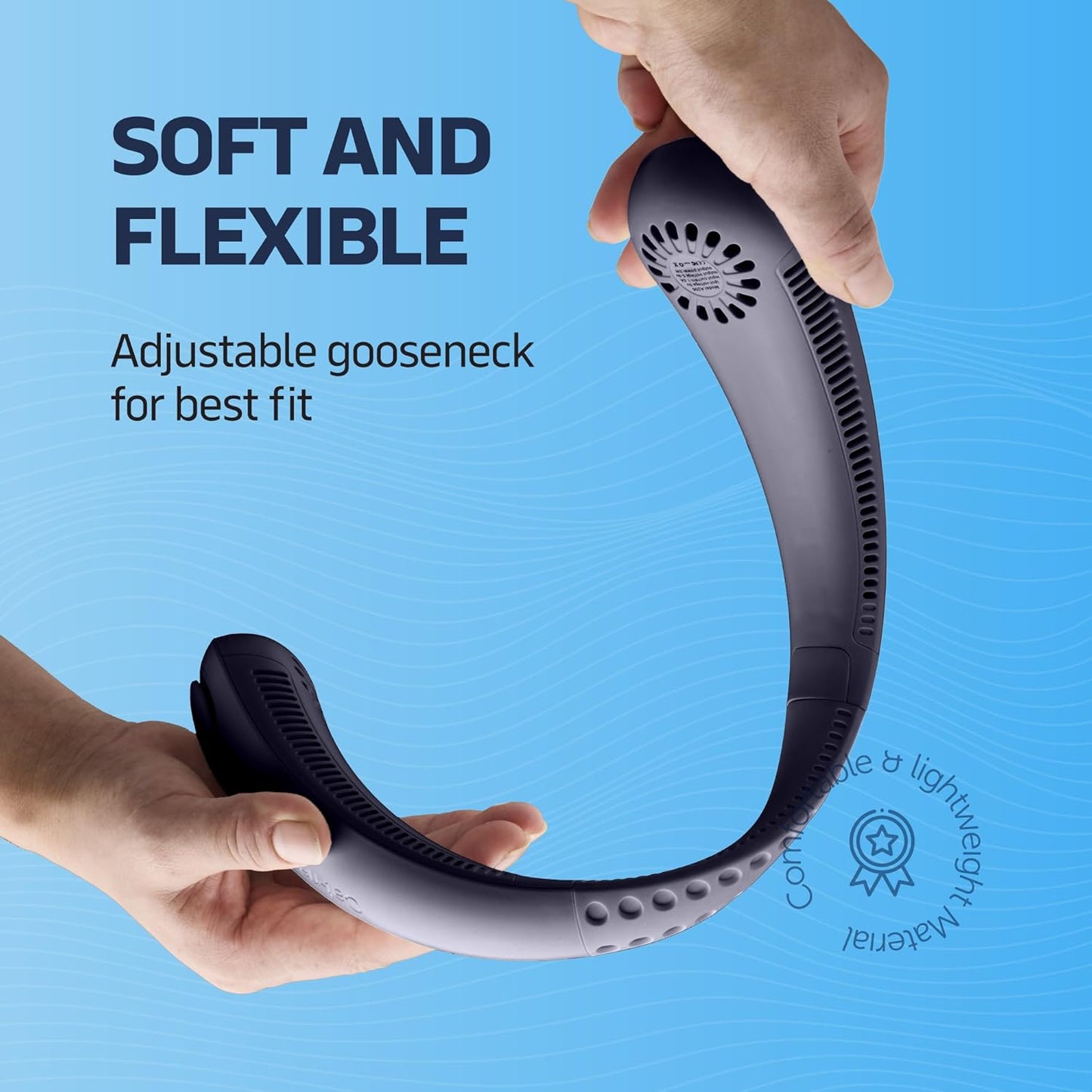 Portable Neck Fan - 3 Speed Rechargeable Bladeless Neck Fan, Adjustable Personal Black Neck Fan For Women & Men Modern Design, Great Cooling Fan For Travel, Indoor, Outdoors & Sports (Blue)