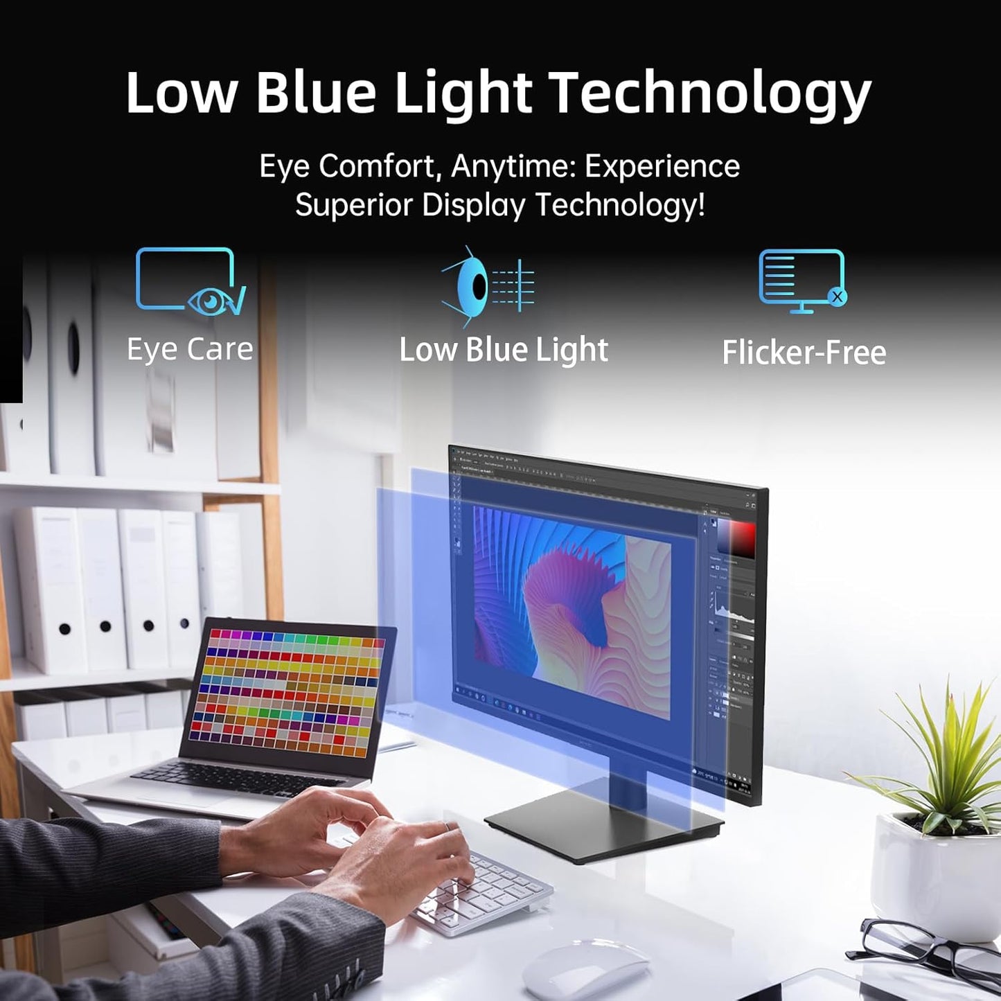 KTC 24 inch Monitor - 1080P Monitor, 100Hz FreeSync Gaming Moniter with HDR10,VESA Mountable, Adjustable Tilt, ZeroFrame Design, HDMI,VGA,Earphone Ports, PC Monitors for Office