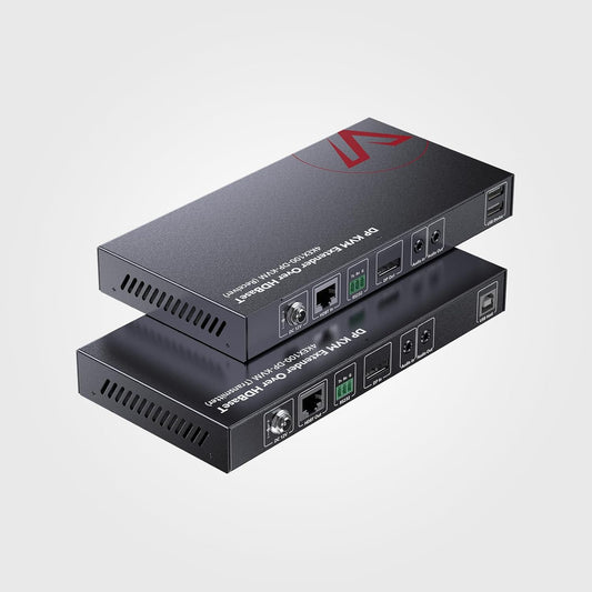 AV Access HDBaseT DisplayPort KVM Extender, Zero Latency, 4k@30Hz/1080P@120Hz, DP 1.2 PoE Extender, 2 USB 2.0 Ports for Keyboard and Mouse, EDID, Over Single Cat5e/6/6a/7 Up to 330ft (4KEX100-DP-KVM)