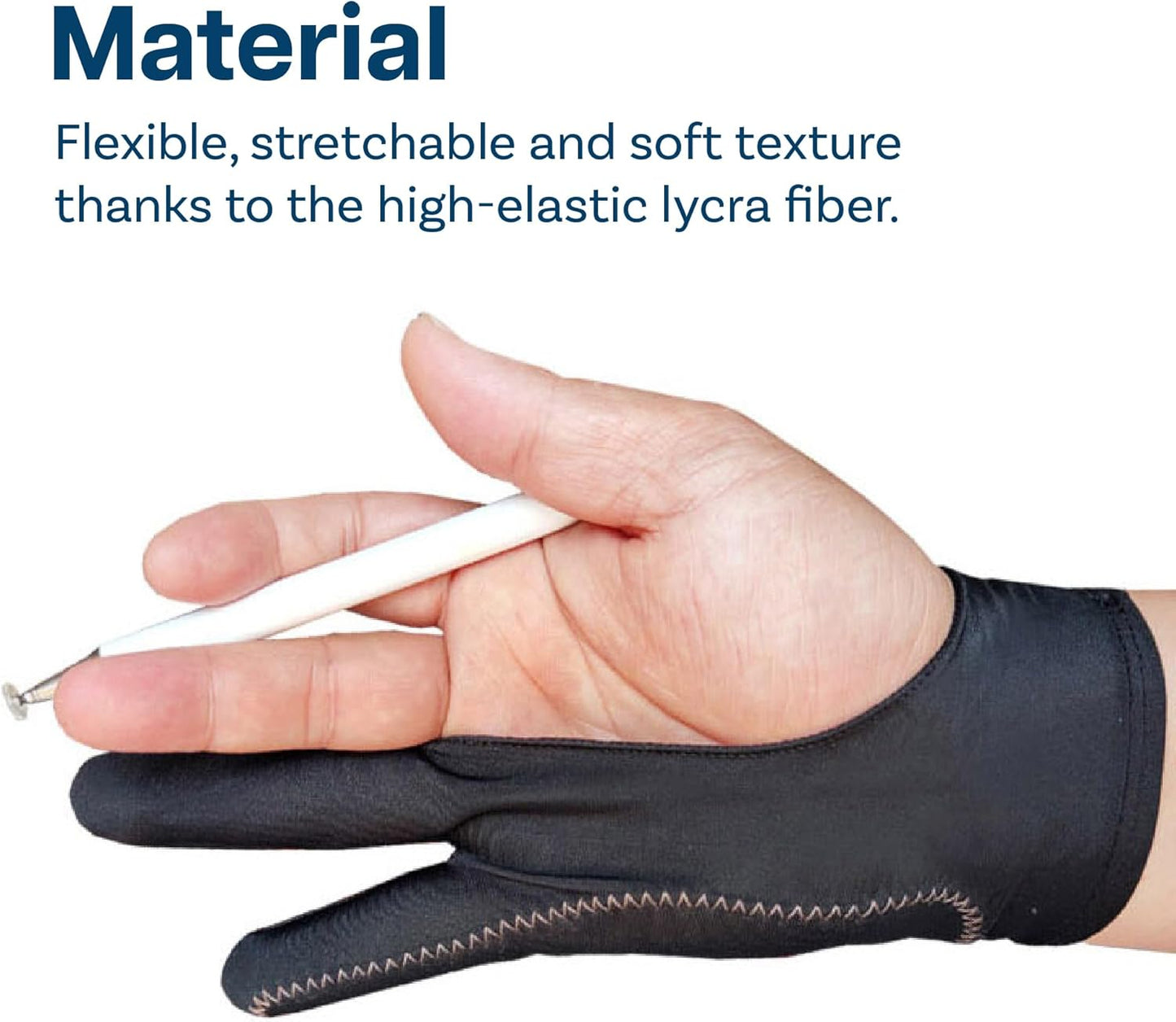 Drawing Glove for Digital Tablet and Sketching – by MMOBIEL – Model A 2-Finger Palm Rejection Artist Glove – Medium Size – Right and Left Hand Use