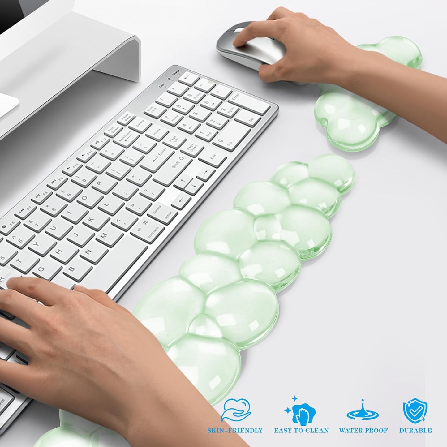 Gel Cloud Keyboard and Mouse Wrist Rest, Cute Wrist Support and Arm Support Keyboard Rest for Keyboard and Mouse Typing Pain Relief,Suitable for Office/Computer/Laptop/Gaming (Green)