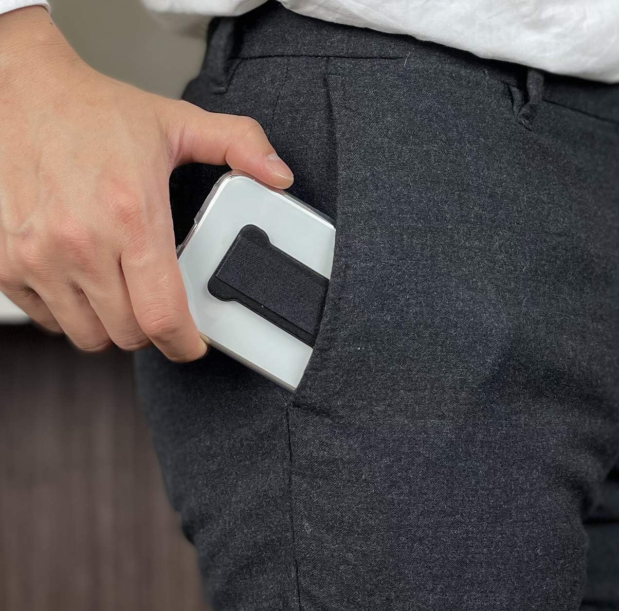 Phone Grip Holder for Hand, Universal Finger Strap Phone Holder, Finger Selfie Grip Compatible with Most Smartphones (Black Purple) -2Pack